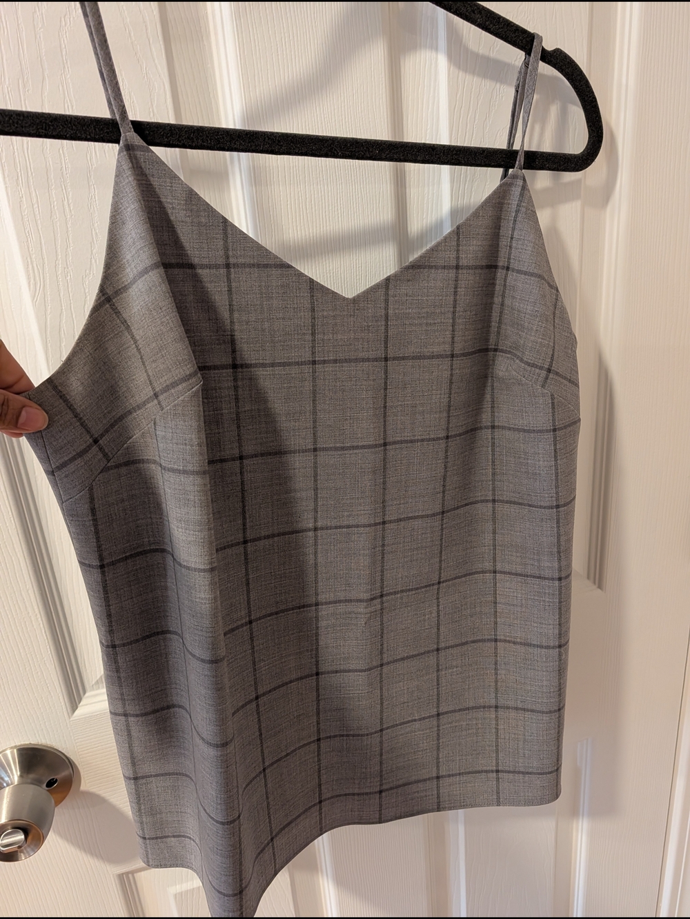 Banana Republic Light Gray Plaid V-Neck Cami